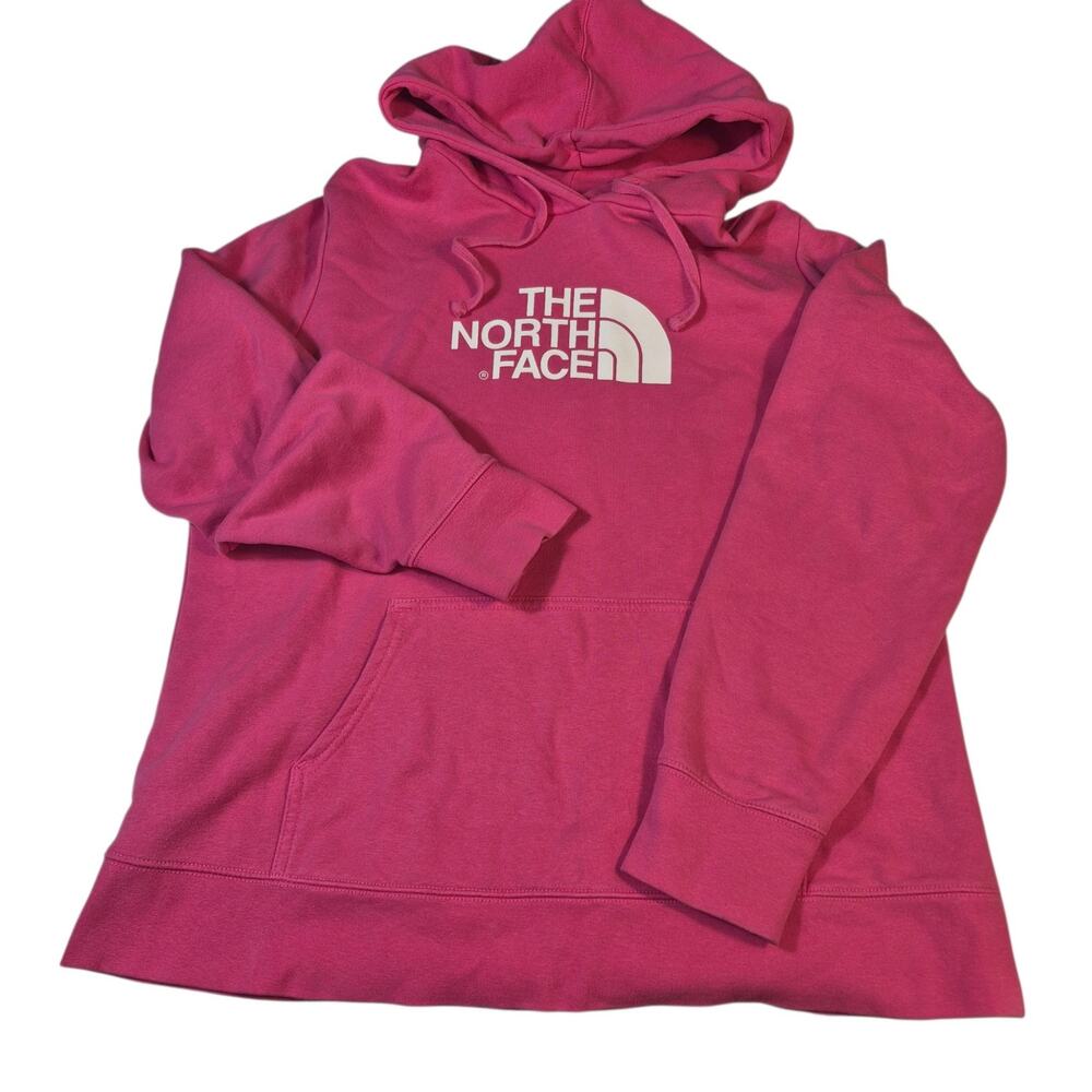 The North Face Women's Bright Pink Spell Out Logo Hoodie XL